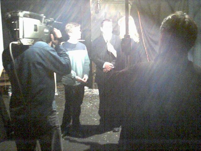 A grainy image of craig being interviewed by Macadonia TV.