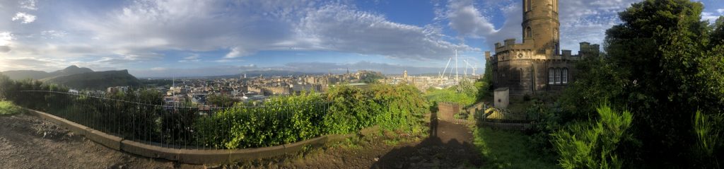 A panoramic view of Edinburgh.
